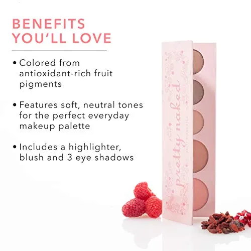 100% PURE Pretty Naked Palette (Fruit Pigmented), Everyday Makeup Palette w/ 3 Eyeshadows, Blush, Face Highlighter, Natural Makeup Look, Vegan Makeup (Soft, Neutral Tones)