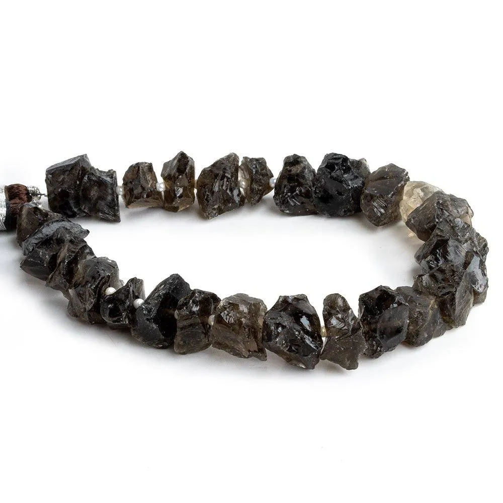 11x9mm Smoky Quartz Hammer Faceted Nugget Beads 8 inch 24 pieces