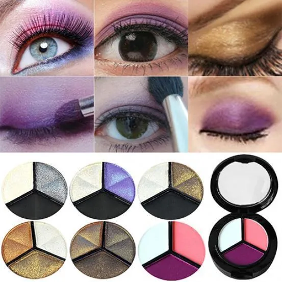 3 Colors Eyeshadow Makeup Natural Smoky Cosmetic Eye Shadow Palette Set