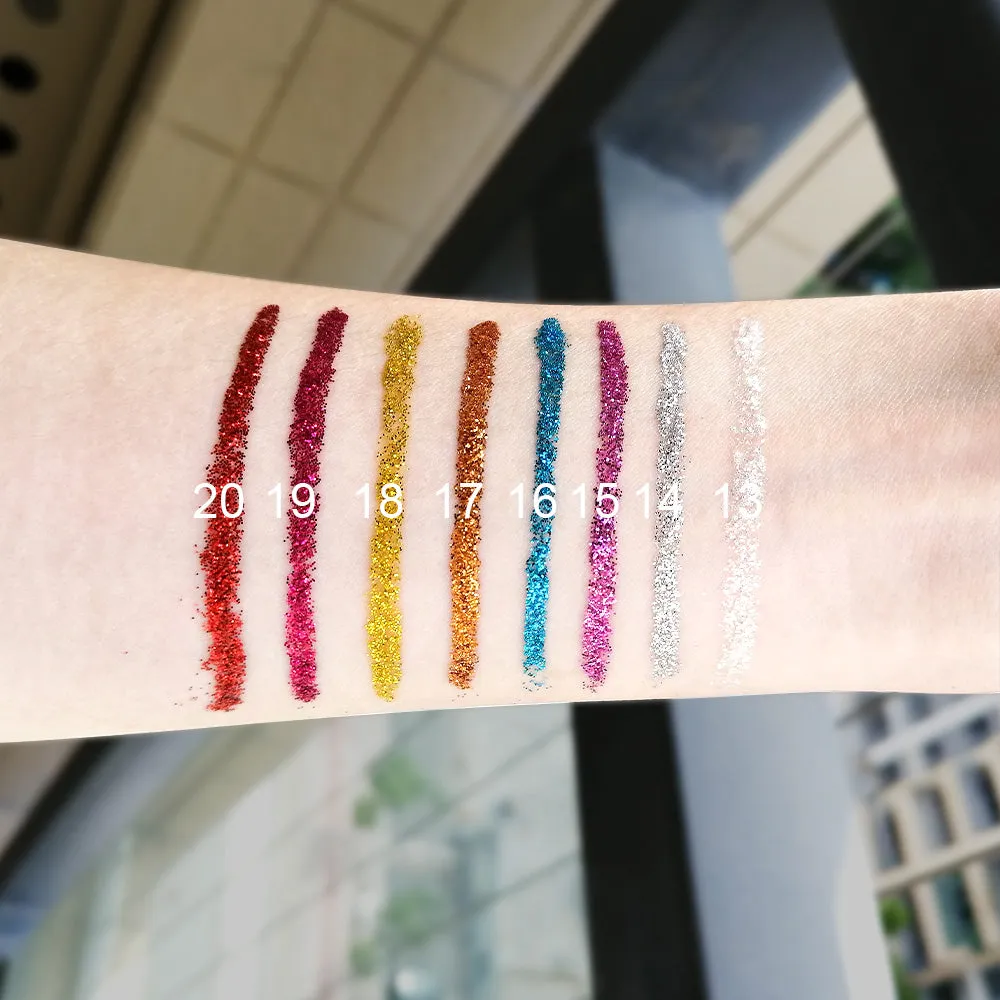 8 Colors Liquid Glitter Eyeliner Set Colorful White Silver Red Brown Blue Purple Glod Eye Liners For Party Festival Waterproof Long Lasting Eyeshadow Pencil Quick Dry Eyes Makeup Kit