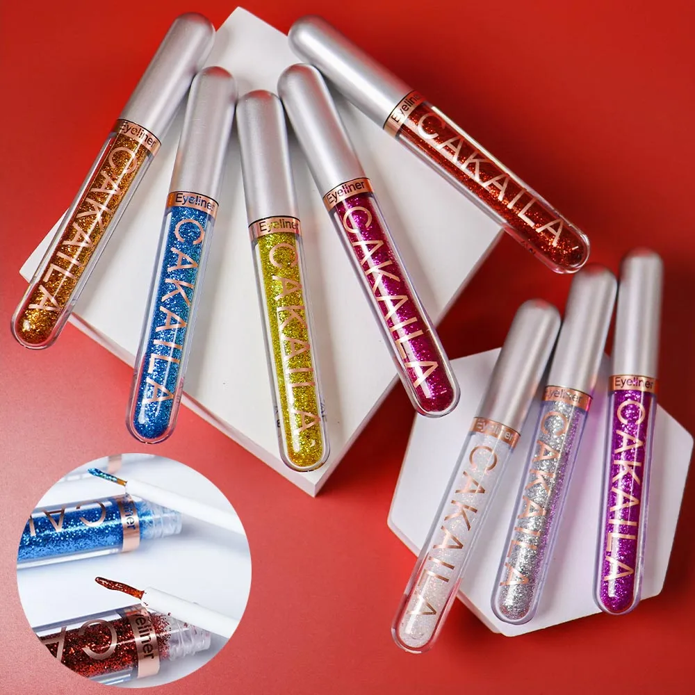 8 Colors Liquid Glitter Eyeliner Set Colorful White Silver Red Brown Blue Purple Glod Eye Liners For Party Festival Waterproof Long Lasting Eyeshadow Pencil Quick Dry Eyes Makeup Kit