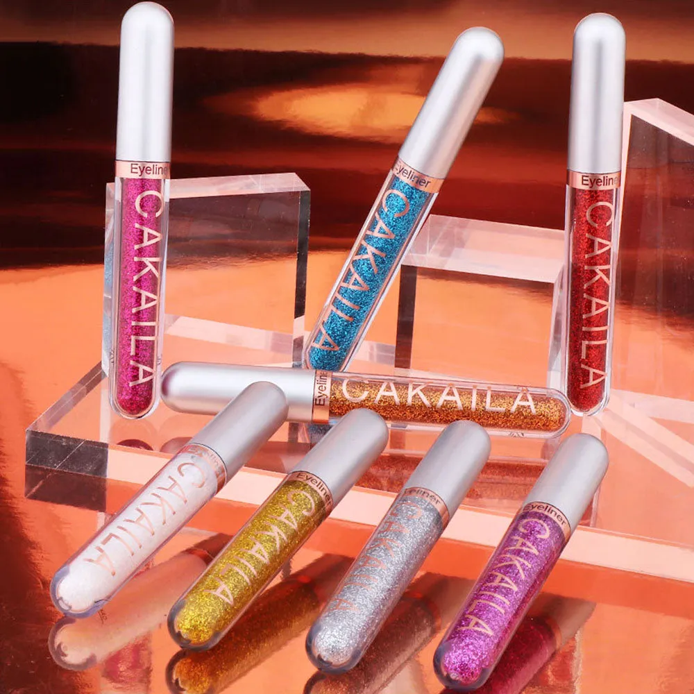 8 Colors Liquid Glitter Eyeliner Set Colorful White Silver Red Brown Blue Purple Glod Eye Liners For Party Festival Waterproof Long Lasting Eyeshadow Pencil Quick Dry Eyes Makeup Kit