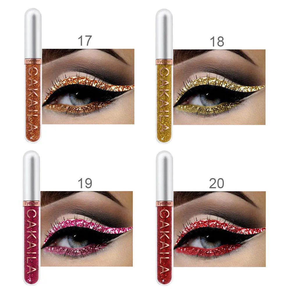 8 Colors Liquid Glitter Eyeliner Set Colorful White Silver Red Brown Blue Purple Glod Eye Liners For Party Festival Waterproof Long Lasting Eyeshadow Pencil Quick Dry Eyes Makeup Kit