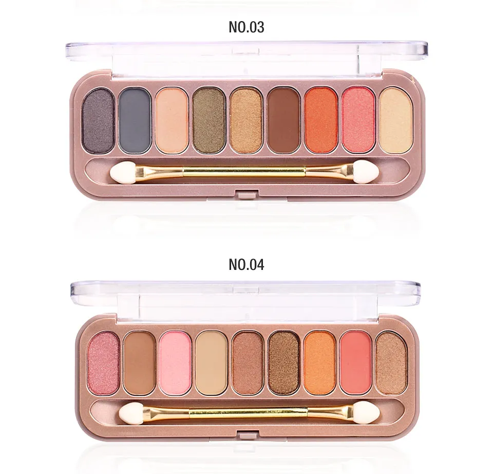 9 Colors Palette Eyeshadow With Brush Matte Makeup Long Lasting Shimmer