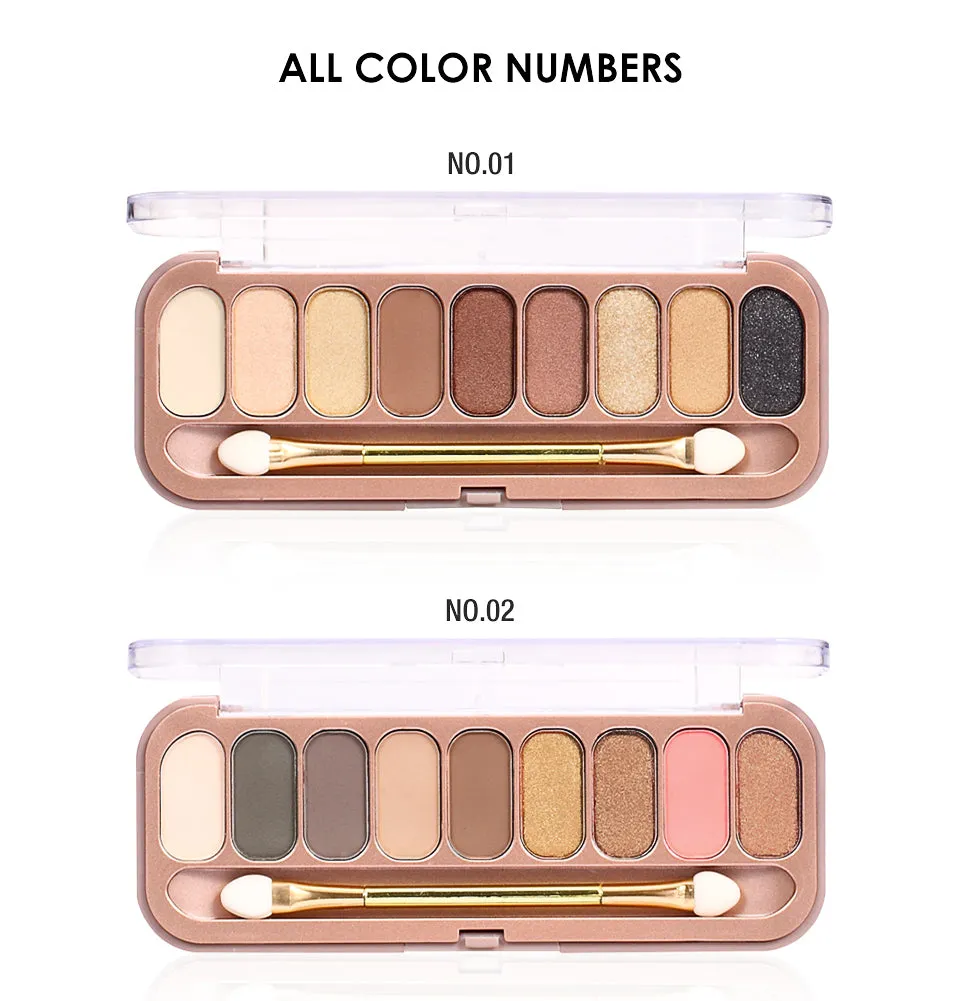 9 Colors Palette Eyeshadow With Brush Matte Makeup Long Lasting Shimmer