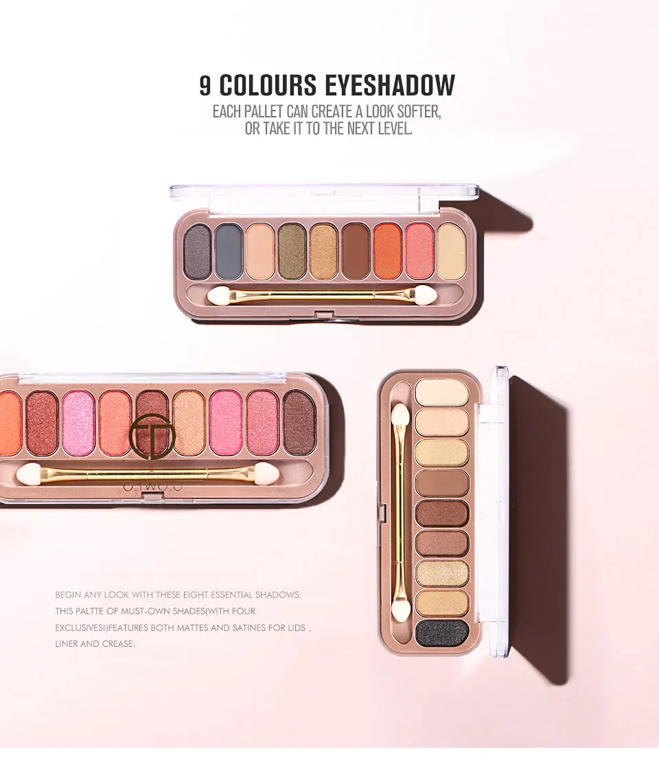 9 Colors Palette Eyeshadow With Brush Matte Makeup Long Lasting Shimmer