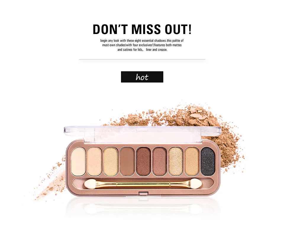9 Colors Palette Eyeshadow With Brush Matte Makeup Long Lasting Shimmer