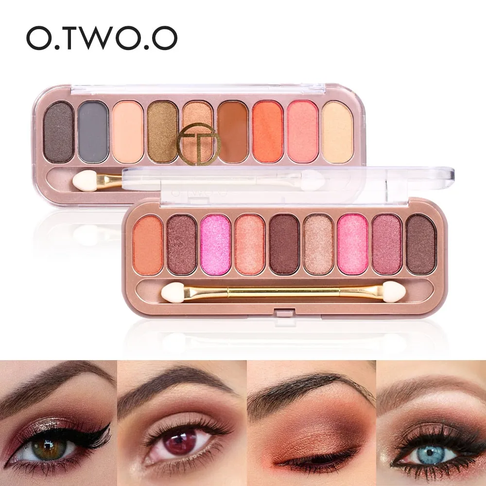 9 Colors Palette Eyeshadow With Brush Matte Makeup Long Lasting Shimmer
