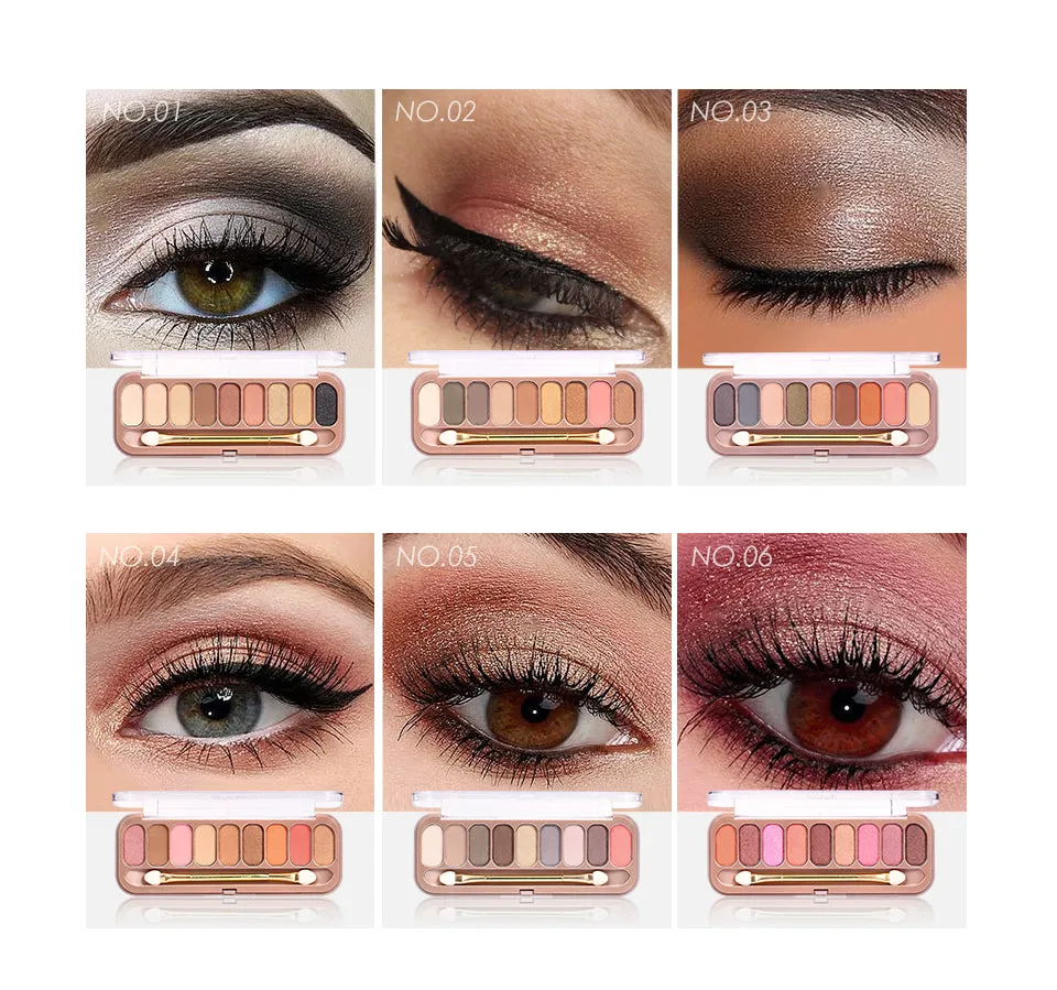 9 Colors Palette Eyeshadow With Brush Matte Makeup Long Lasting Shimmer