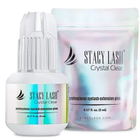 Crystal Clear Eyelash Extension Glue - Stacy Lash (0.17fl.oz / 5ml)/ 1 Sec Drying time/Retention – 8 Weeks/Transparent Extra Strong Evolution Adhesive - Maximum Bonding Power/Professional Use Only