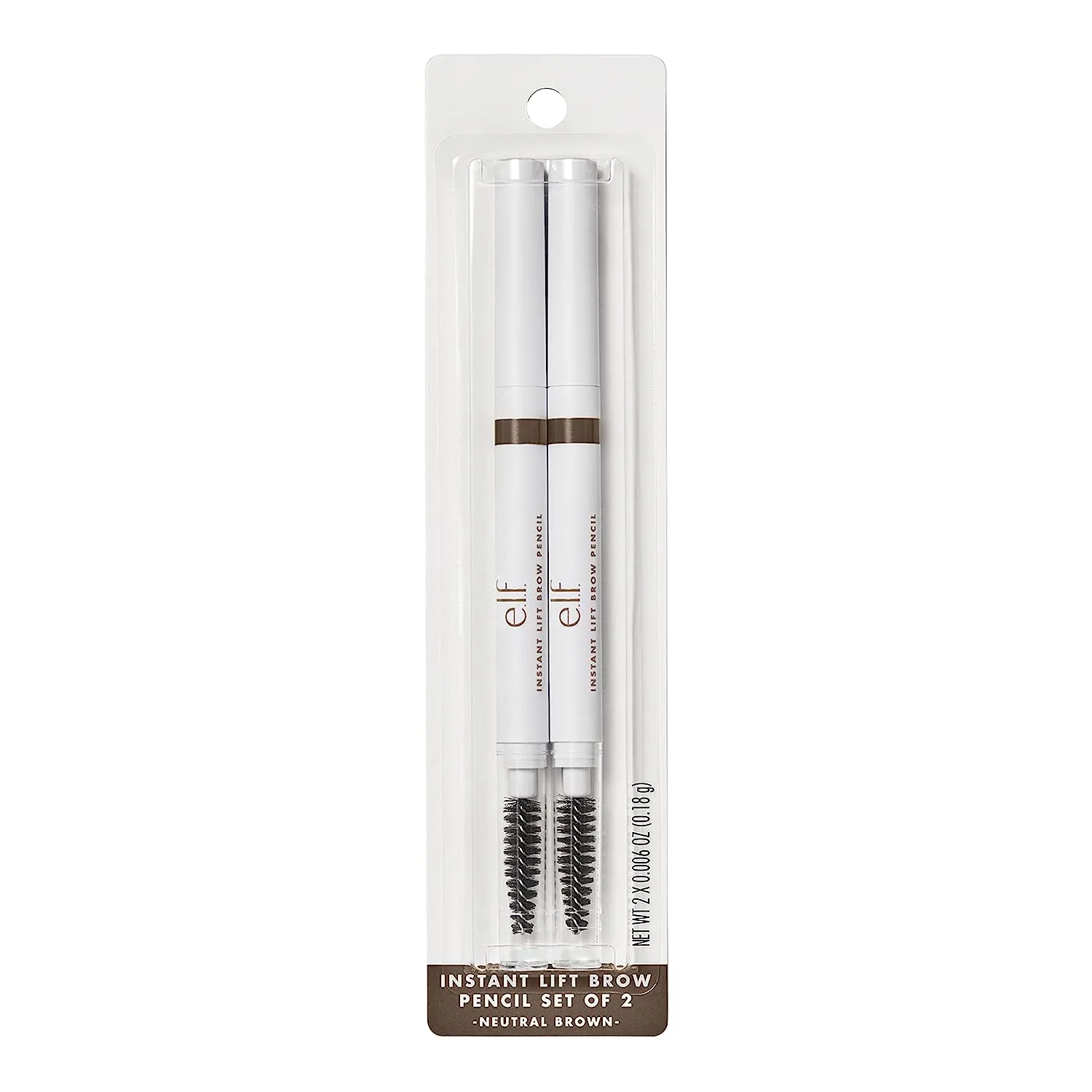e.l.f. Cosmetics Instant Lift Brow Pencil 2-Pack, Dual-Ended Precision Brow Pencils For Shaping & Defining Brows, Neutral Brown