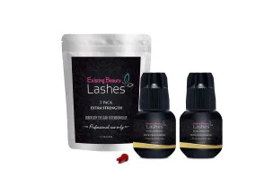 Extra Strong Eyelash Extension Glue Adhesive For Professional Eyelash Extension Artists For Individual EyeLash Extensions: Drys in 1-2s with 6-7 Week Retention 5ml by Existing Beauty Lashes (2PACK)
