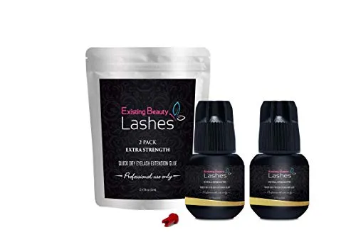 Extra Strong Eyelash Extension Glue Adhesive For Professional Eyelash Extension Artists For Individual EyeLash Extensions: Drys in 1-2s with 6-7 Week Retention 5ml by Existing Beauty Lashes (2PACK)