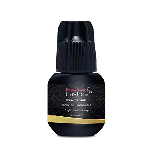 Eyelash Extension Glue Extra Strong Professional Grade Lash Glue for Eyelash Extensions Black Eyelash Glue for Lash Extensions - Drys in 1-2s with 6-7 Week Retention by Existing Beauty Lashes 5ml