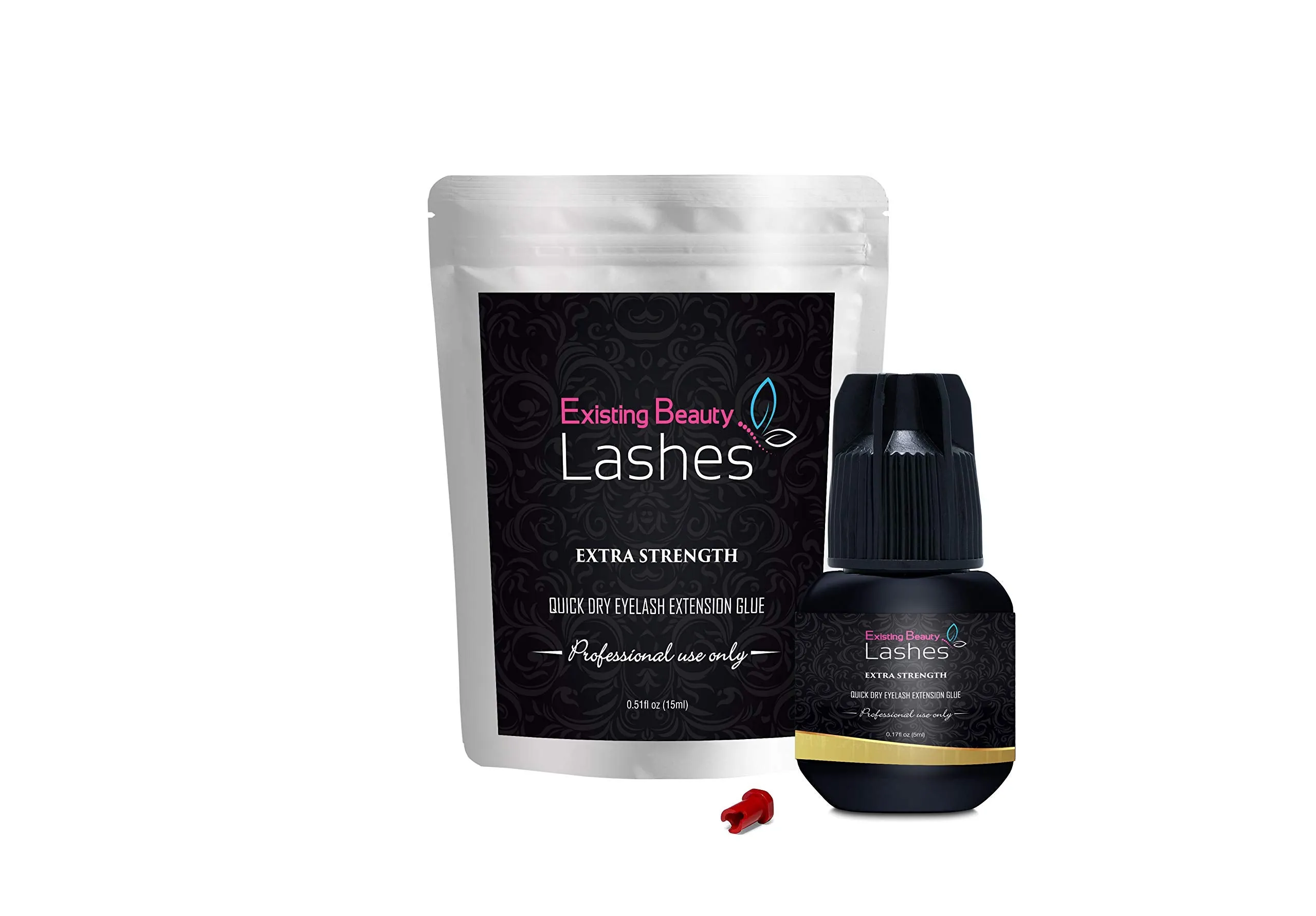 Eyelash Extension Glue Extra Strong Professional Grade Lash Glue for Eyelash Extensions Black Eyelash Glue for Lash Extensions - Drys in 1-2s with 6-7 Week Retention by Existing Beauty Lashes 5ml