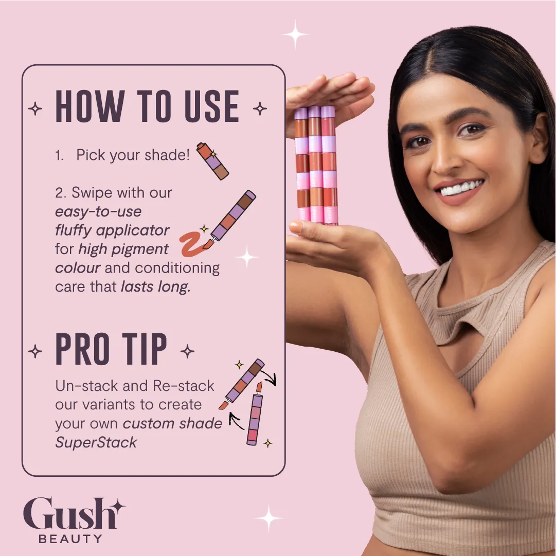 Gush Beauty Retro Glam Lip Kit - IN THE NUDE / BOLDLY BRIGHT | 8.4 ml each