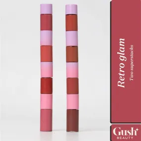 Gush Beauty Retro Glam Lip Kit - IN THE NUDE / BOLDLY BRIGHT | 8.4 ml each