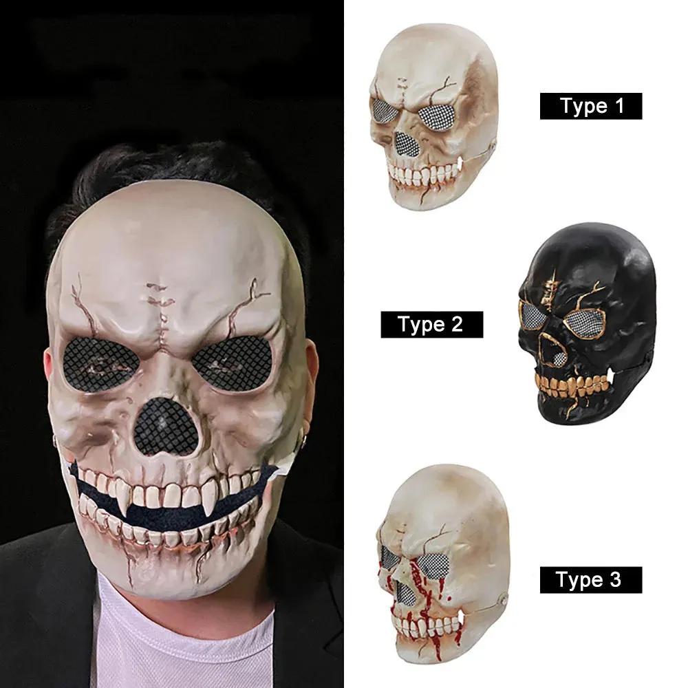 Halloween Mask Latex Mask Skull Mask Horror Decoration Full Head Skull Mask Helmet Movable Jaw Masque