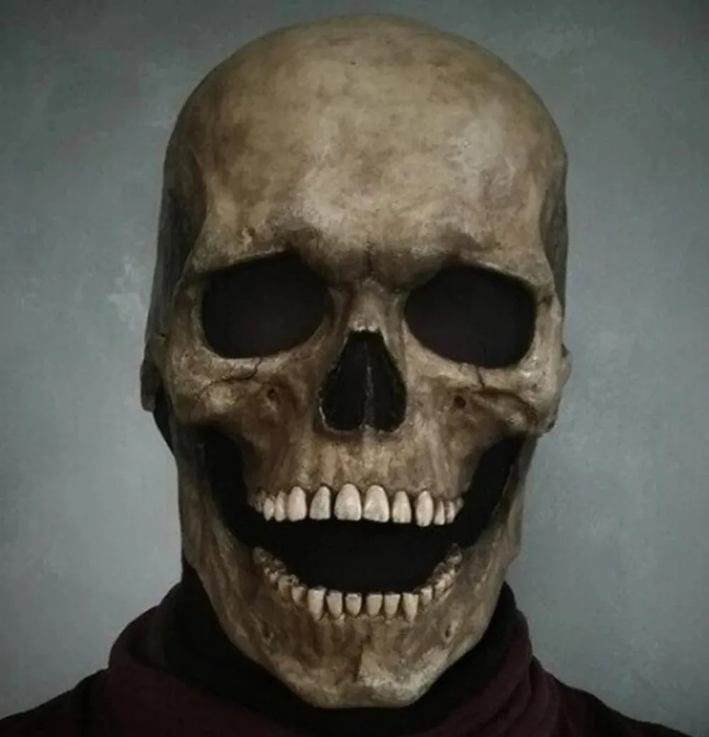 Halloween Mask Latex Mask Skull Mask Horror Decoration Full Head Skull Mask Helmet Movable Jaw Masque
