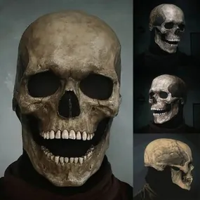 Halloween Mask Latex Mask Skull Mask Horror Decoration Full Head Skull Mask Helmet Movable Jaw Masque