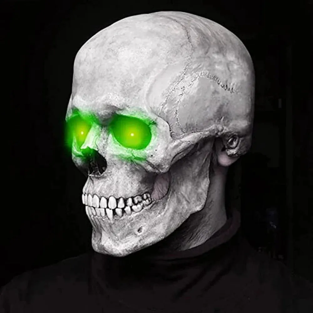Halloween Mask Latex Mask Skull Mask Horror Decoration Full Head Skull Mask Helmet Movable Jaw Masque