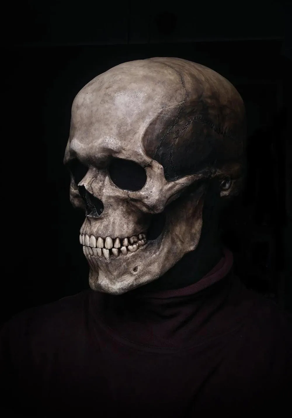 Halloween Mask Latex Mask Skull Mask Horror Decoration Full Head Skull Mask Helmet Movable Jaw Masque