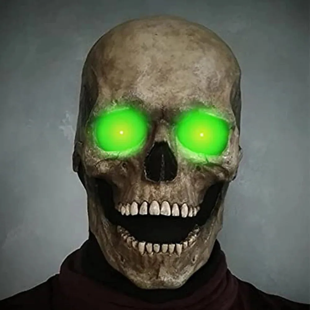 Halloween Mask Latex Mask Skull Mask Horror Decoration Full Head Skull Mask Helmet Movable Jaw Masque