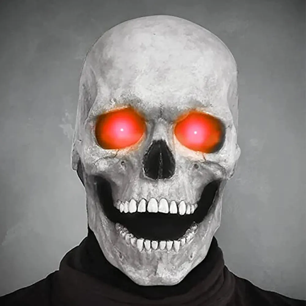 Halloween Mask Latex Mask Skull Mask Horror Decoration Full Head Skull Mask Helmet Movable Jaw Masque