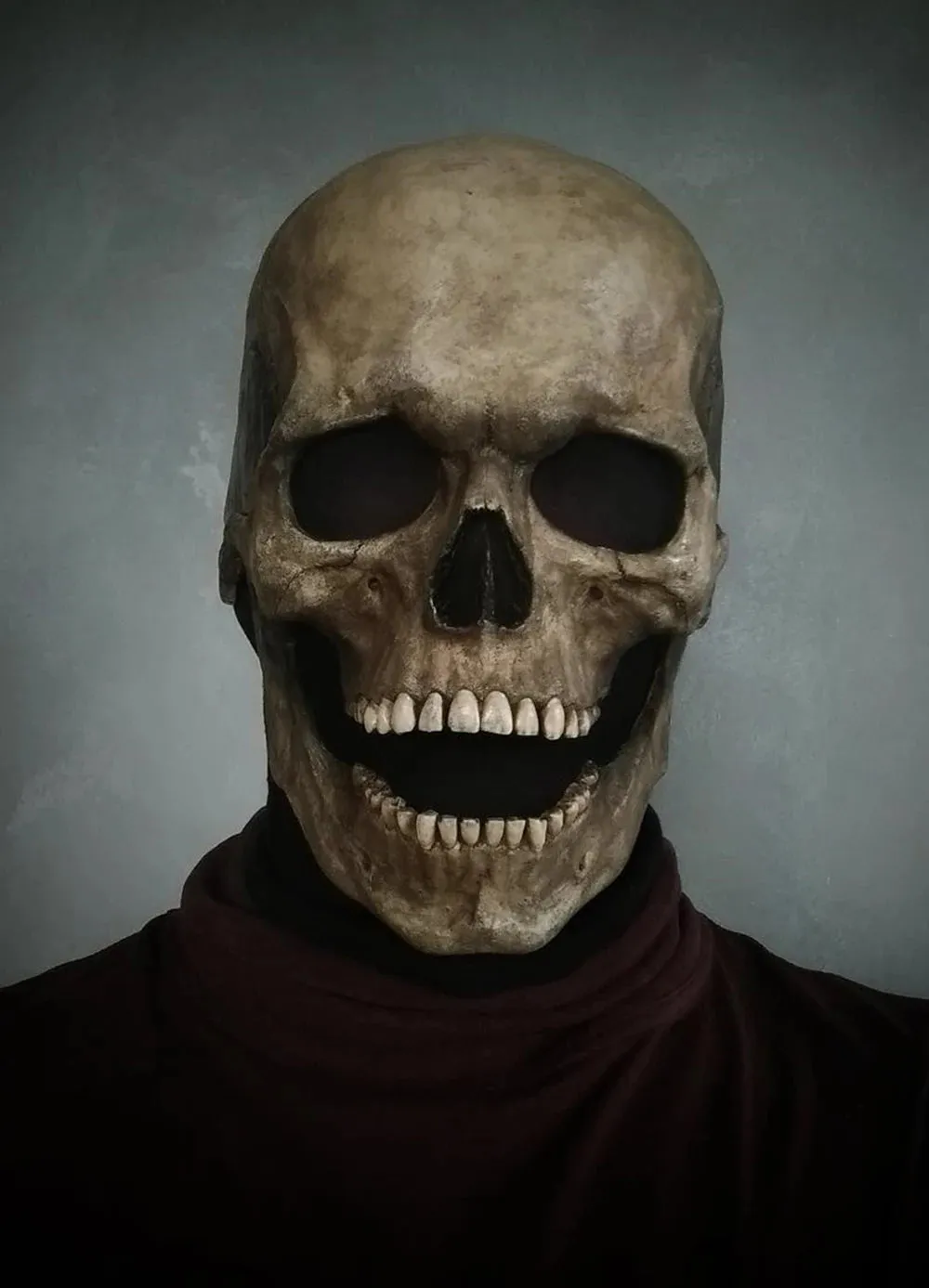 Halloween Mask Latex Mask Skull Mask Horror Decoration Full Head Skull Mask Helmet Movable Jaw Masque