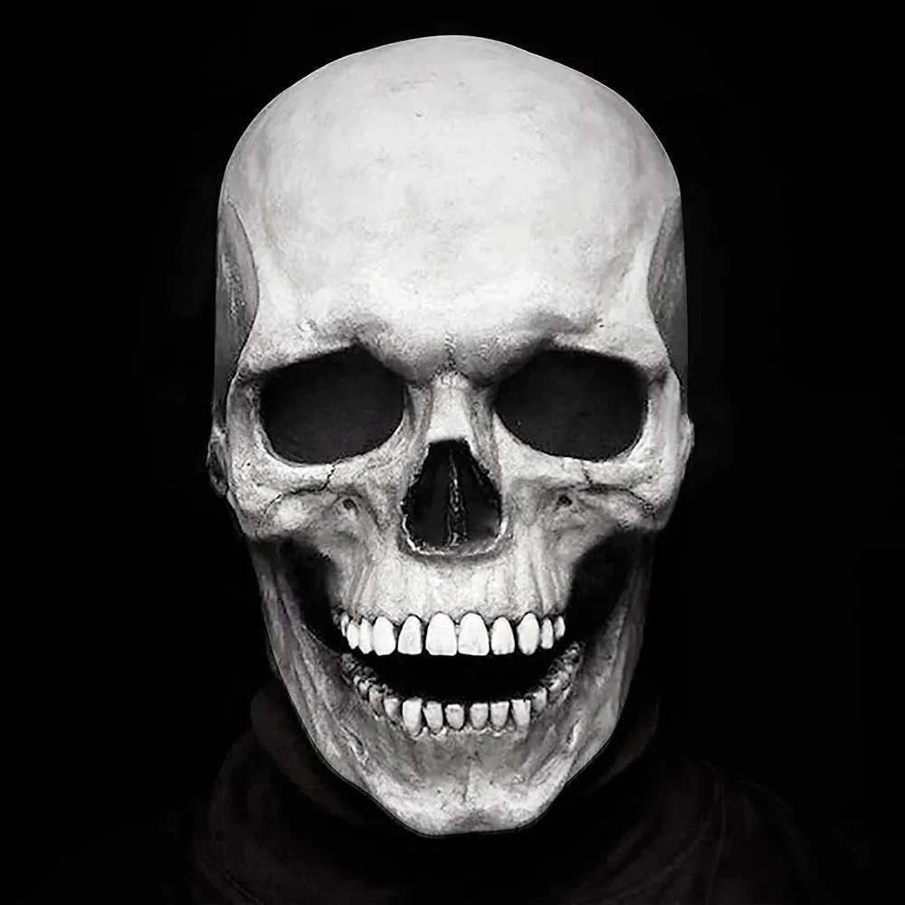 Halloween Mask Latex Mask Skull Mask Horror Decoration Full Head Skull Mask Helmet Movable Jaw Masque