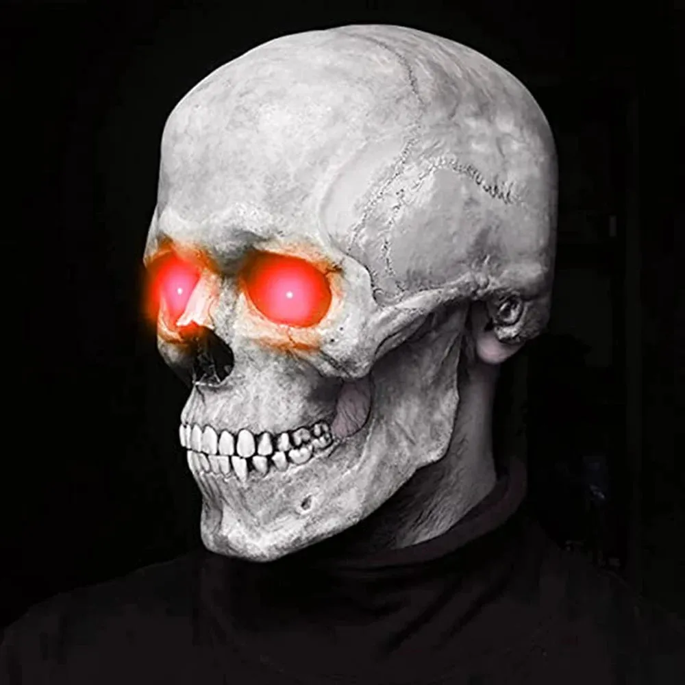 Halloween Mask Latex Mask Skull Mask Horror Decoration Full Head Skull Mask Helmet Movable Jaw Masque