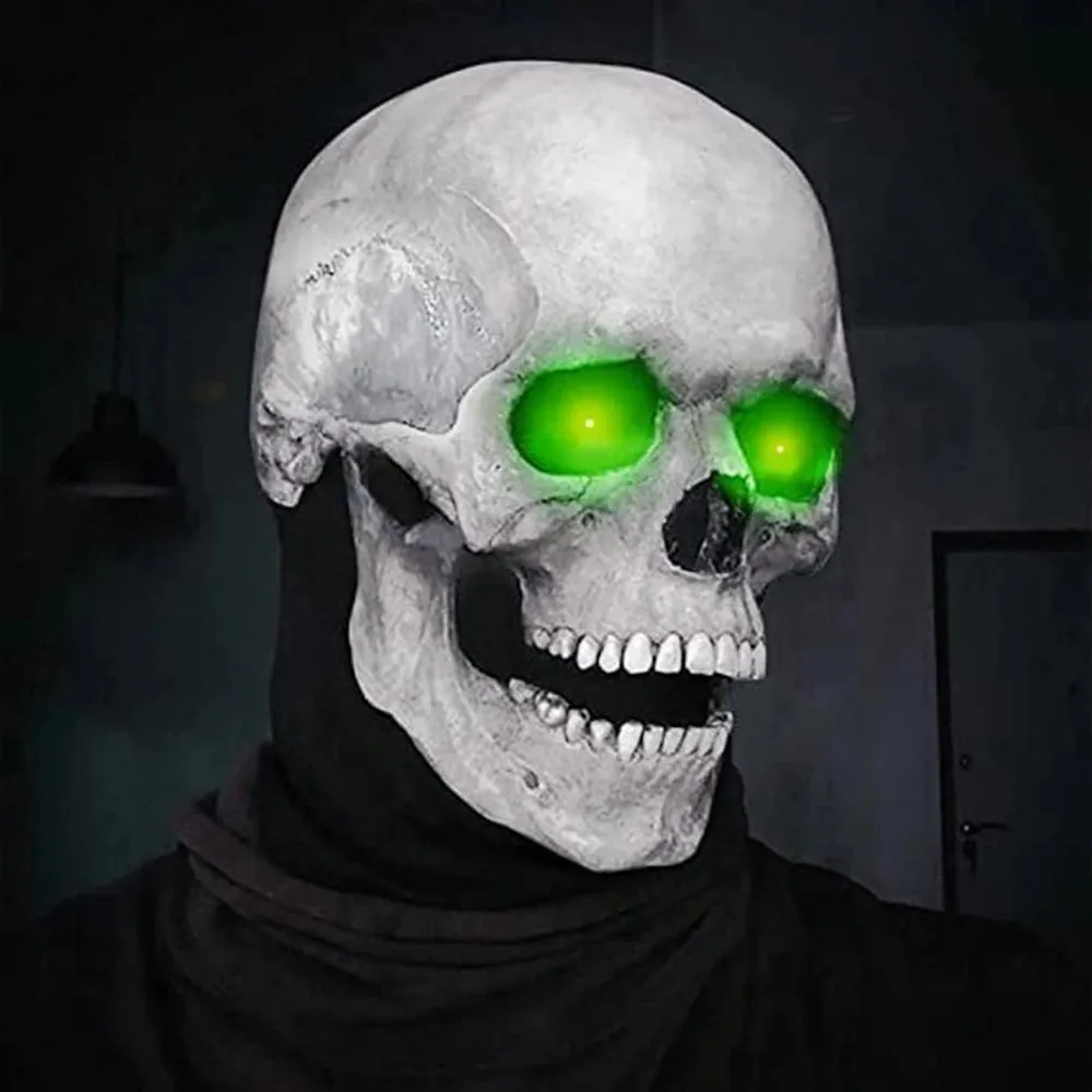 Halloween Mask Latex Mask Skull Mask Horror Decoration Full Head Skull Mask Helmet Movable Jaw Masque