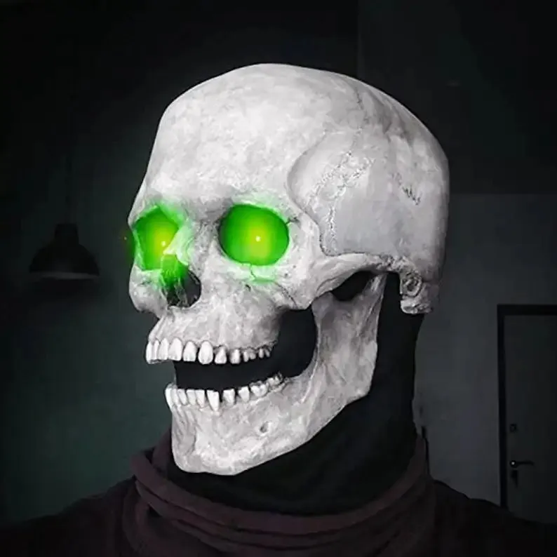 Halloween Mask Latex Mask Skull Mask Horror Decoration Full Head Skull Mask Helmet Movable Jaw Masque