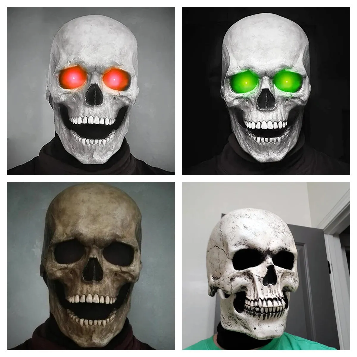 Halloween Mask Latex Mask Skull Mask Horror Decoration Full Head Skull Mask Helmet Movable Jaw Masque