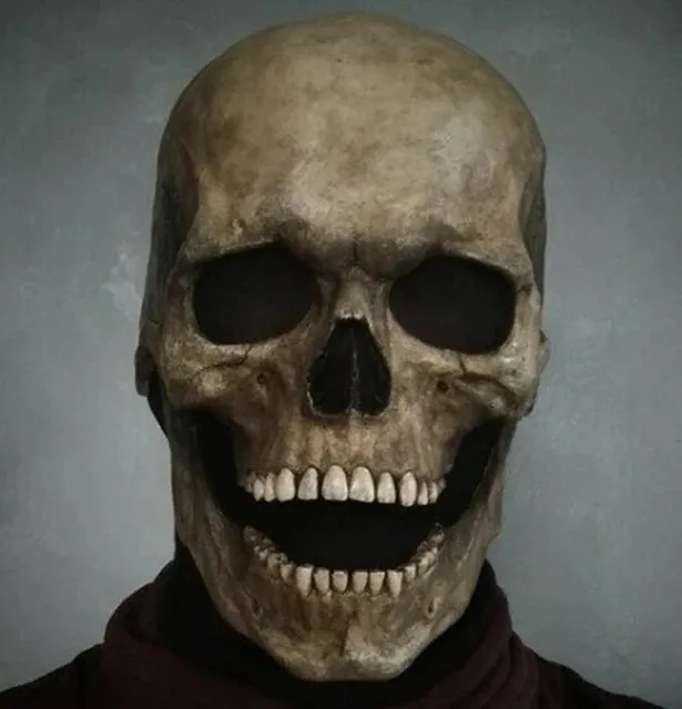 Halloween Mask Latex Mask Skull Mask Horror Decoration Full Head Skull Mask Helmet Movable Jaw Masque