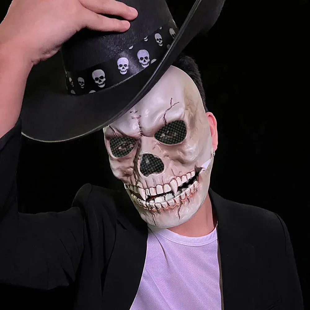 Halloween Mask Latex Mask Skull Mask Horror Decoration Full Head Skull Mask Helmet Movable Jaw Masque