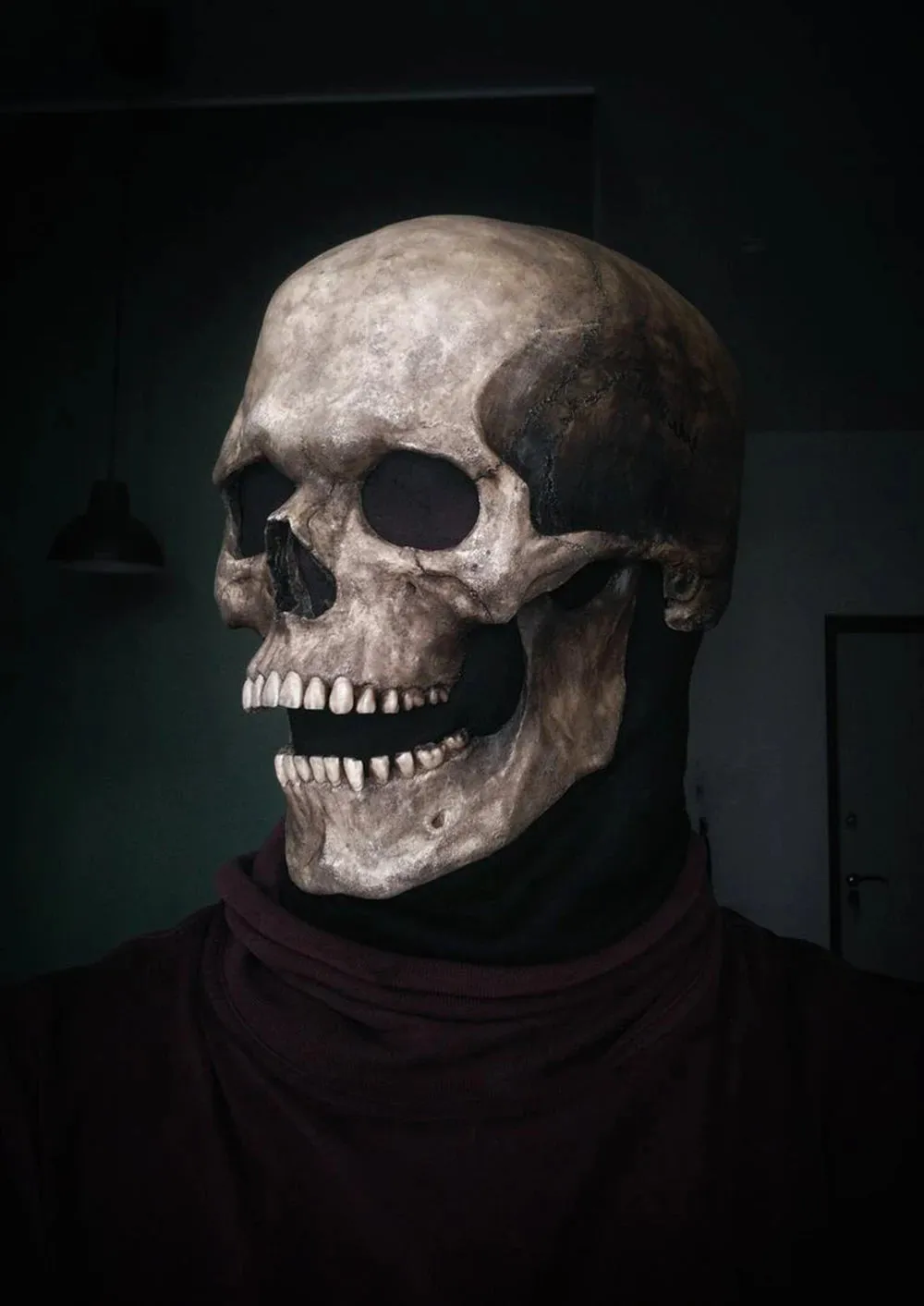 Halloween Mask Latex Mask Skull Mask Horror Decoration Full Head Skull Mask Helmet Movable Jaw Masque