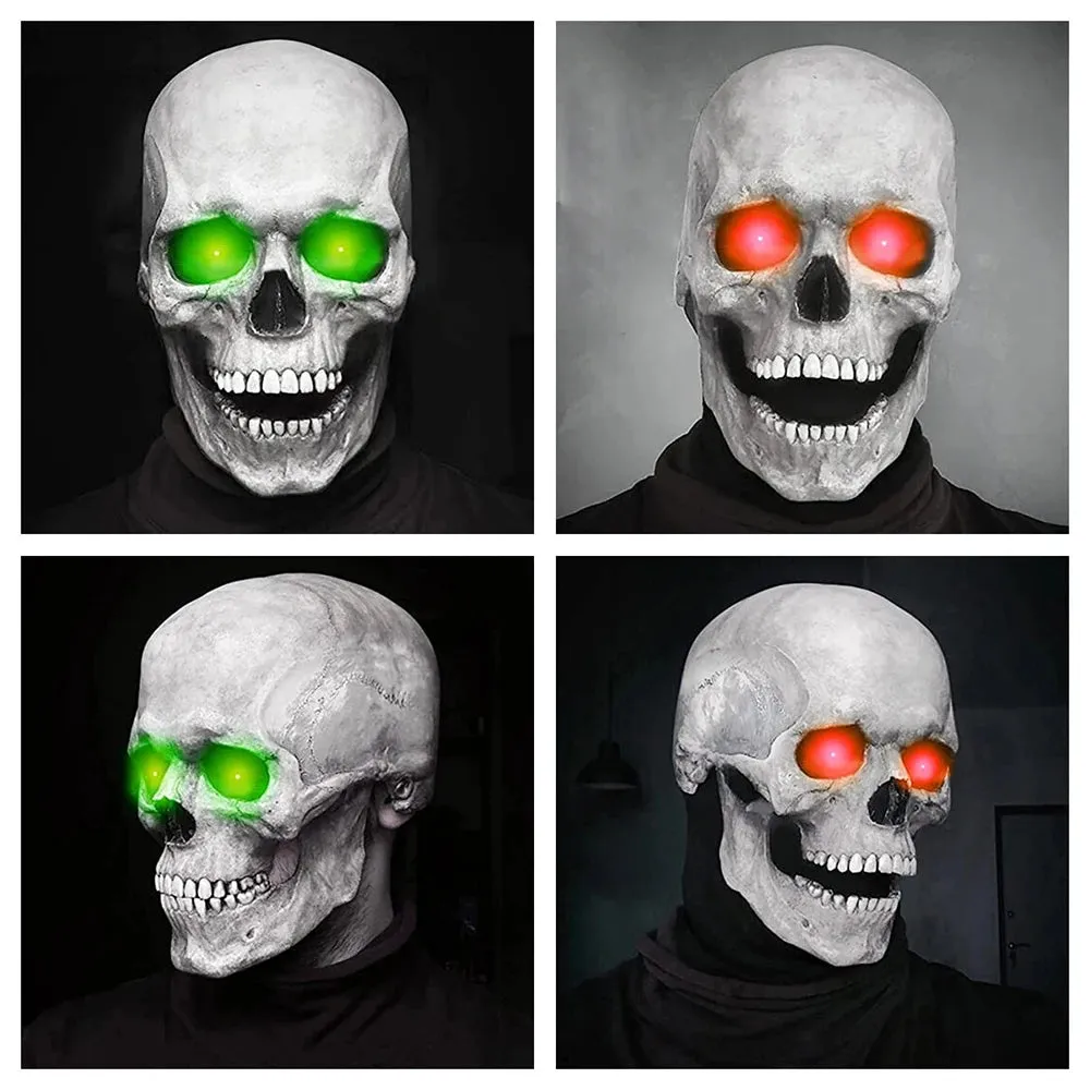 Halloween Mask Latex Mask Skull Mask Horror Decoration Full Head Skull Mask Helmet Movable Jaw Masque