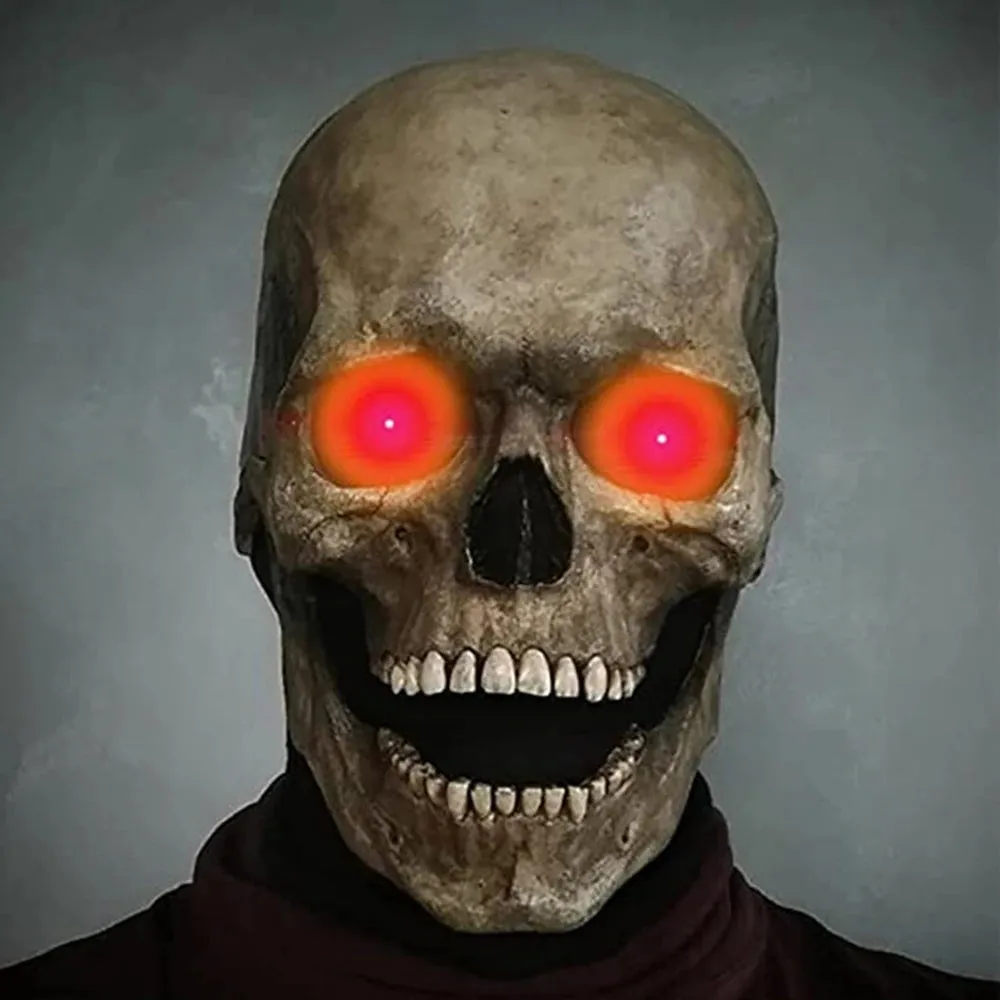 Halloween Mask Latex Mask Skull Mask Horror Decoration Full Head Skull Mask Helmet Movable Jaw Masque