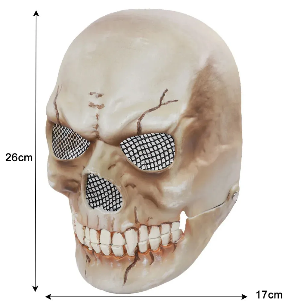 Halloween Mask Latex Mask Skull Mask Horror Decoration Full Head Skull Mask Helmet Movable Jaw Masque