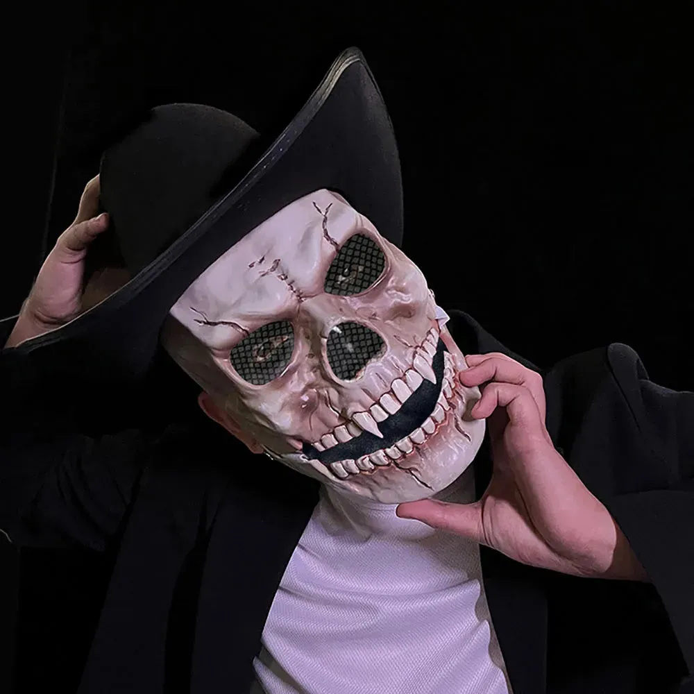 Halloween Mask Latex Mask Skull Mask Horror Decoration Full Head Skull Mask Helmet Movable Jaw Masque