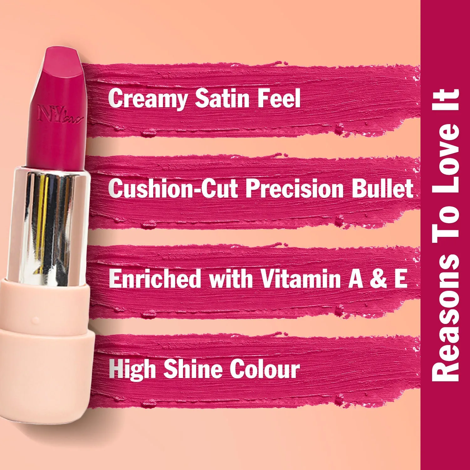 NY Bae Satin Matte Lipstick - Magic Magenta 06 | Magenta | Creamy Satin Finish | High Shine Colour | Hydrating | Long-Lasting | Weightless