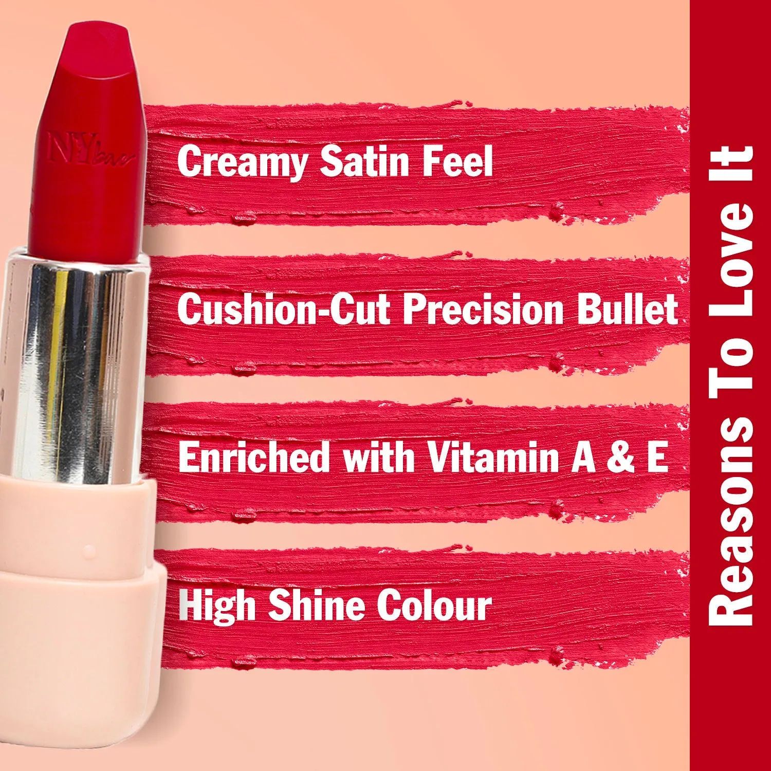 NY Bae Satin Matte Lipstick - Sacred Scarlet 14 | Red | Creamy Satin Finish | High Shine Colour | Hydrating | Long-Lasting | Weightless