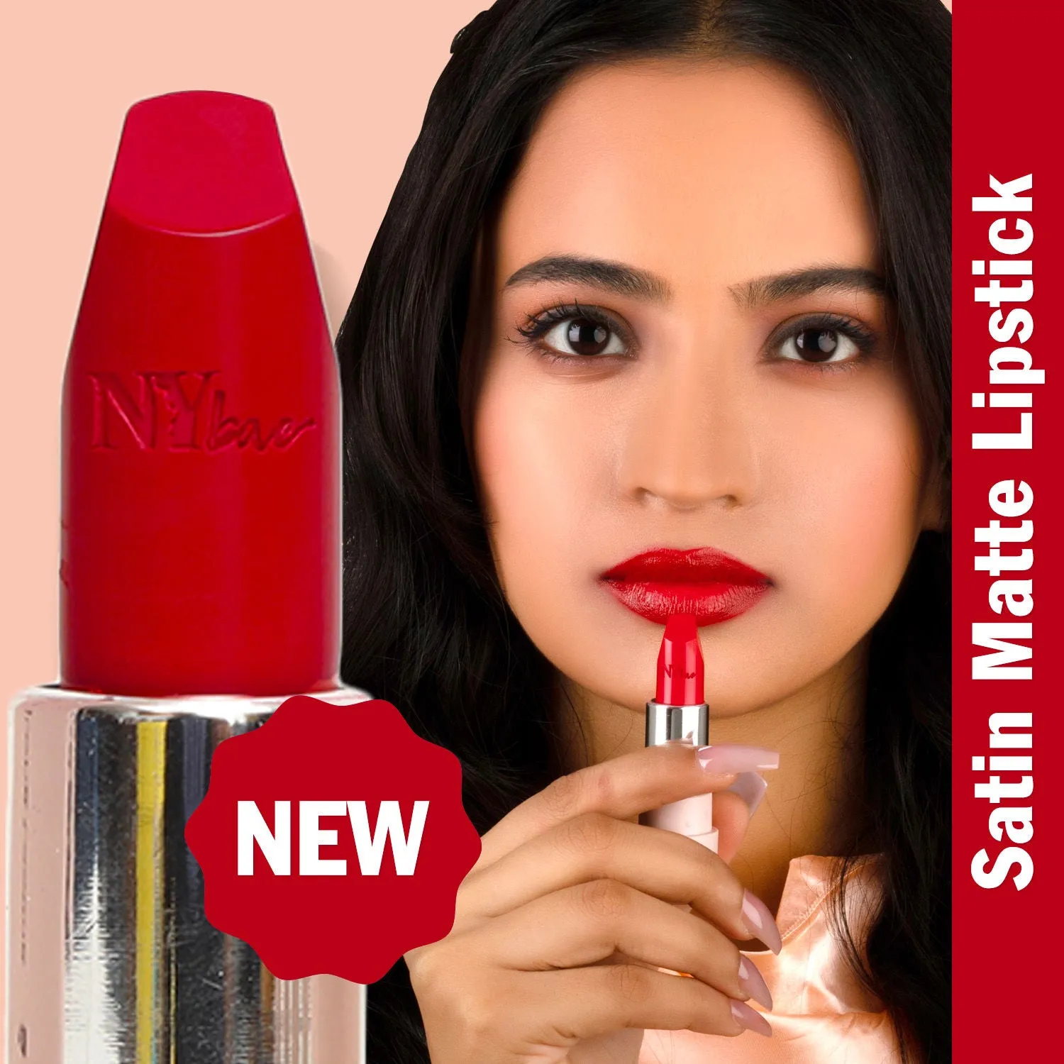 NY Bae Satin Matte Lipstick - Sacred Scarlet 14 | Red | Creamy Satin Finish | High Shine Colour | Hydrating | Long-Lasting | Weightless
