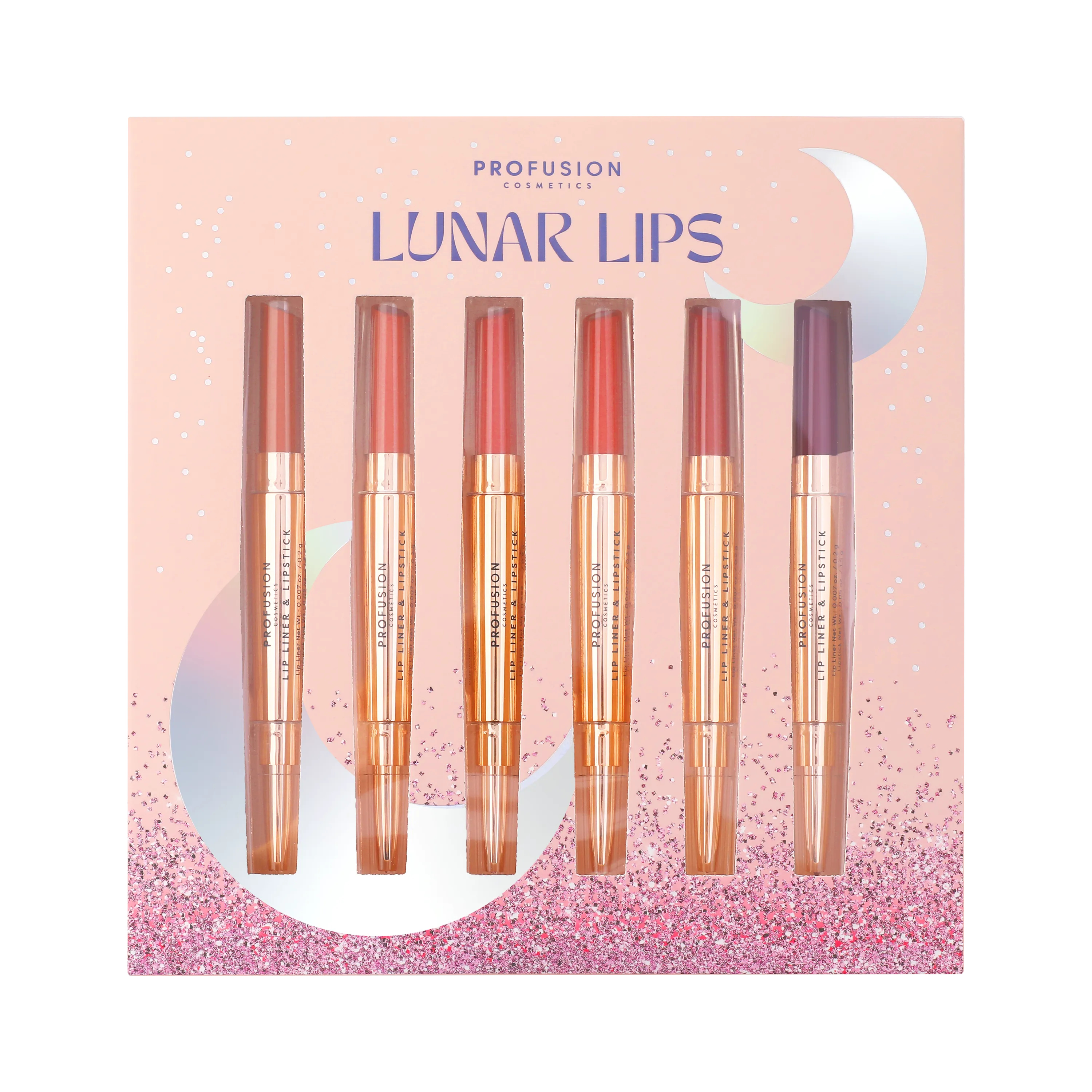 Profusion Cosmetics - Lunar Lips 6pc Lipstick & Liner Set